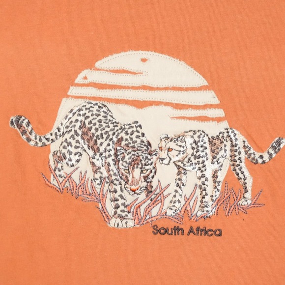 It's Africa T shirt Mens Size 2XL Orange Cheetah Jaguar South Africa Embroidered - Picture 3 of 7